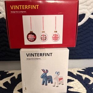 IKEA Holiday Ornament and Figurine Set - Red, Blue, White